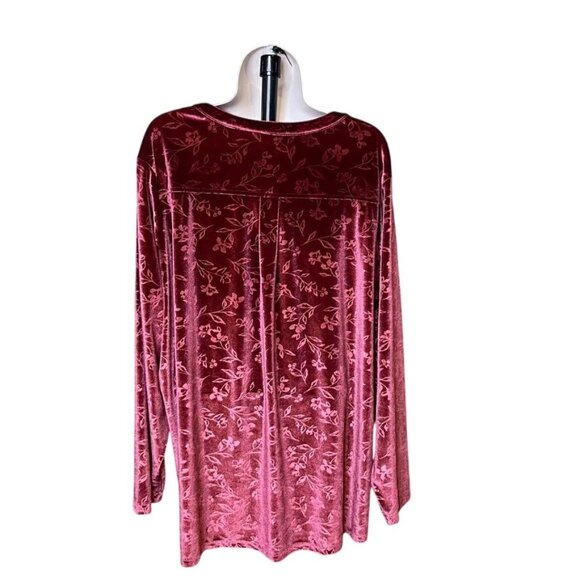 Lands End Womens Valour Floral Blouse Maroon Shimmer Shirt Plus Size 3X u - Picture 4 of 8
